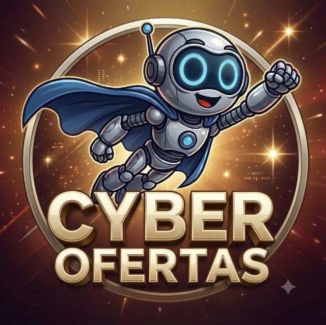 Logotipo Cyber Ofertas com o robô mascote